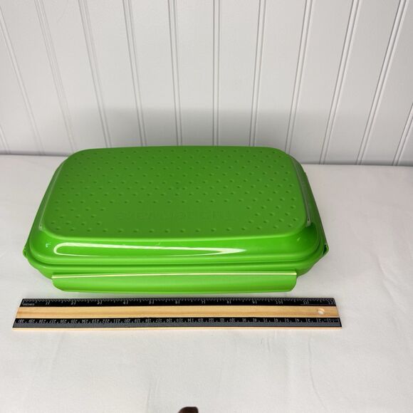 Tupperware Rectangle Smart Prep Marinate Flip & Shake Breader Green Green 3pc - Picture 7 of 8